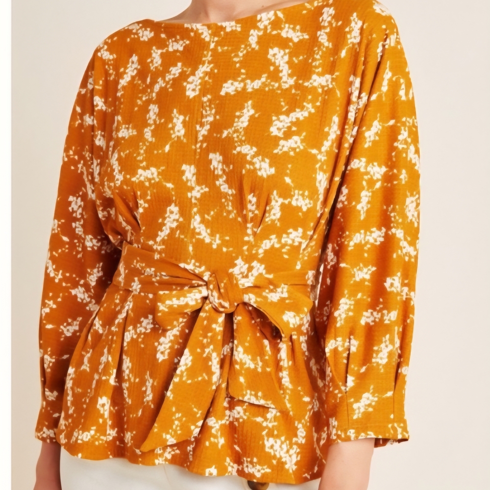 Anthropologie Mustard Floral Blouse